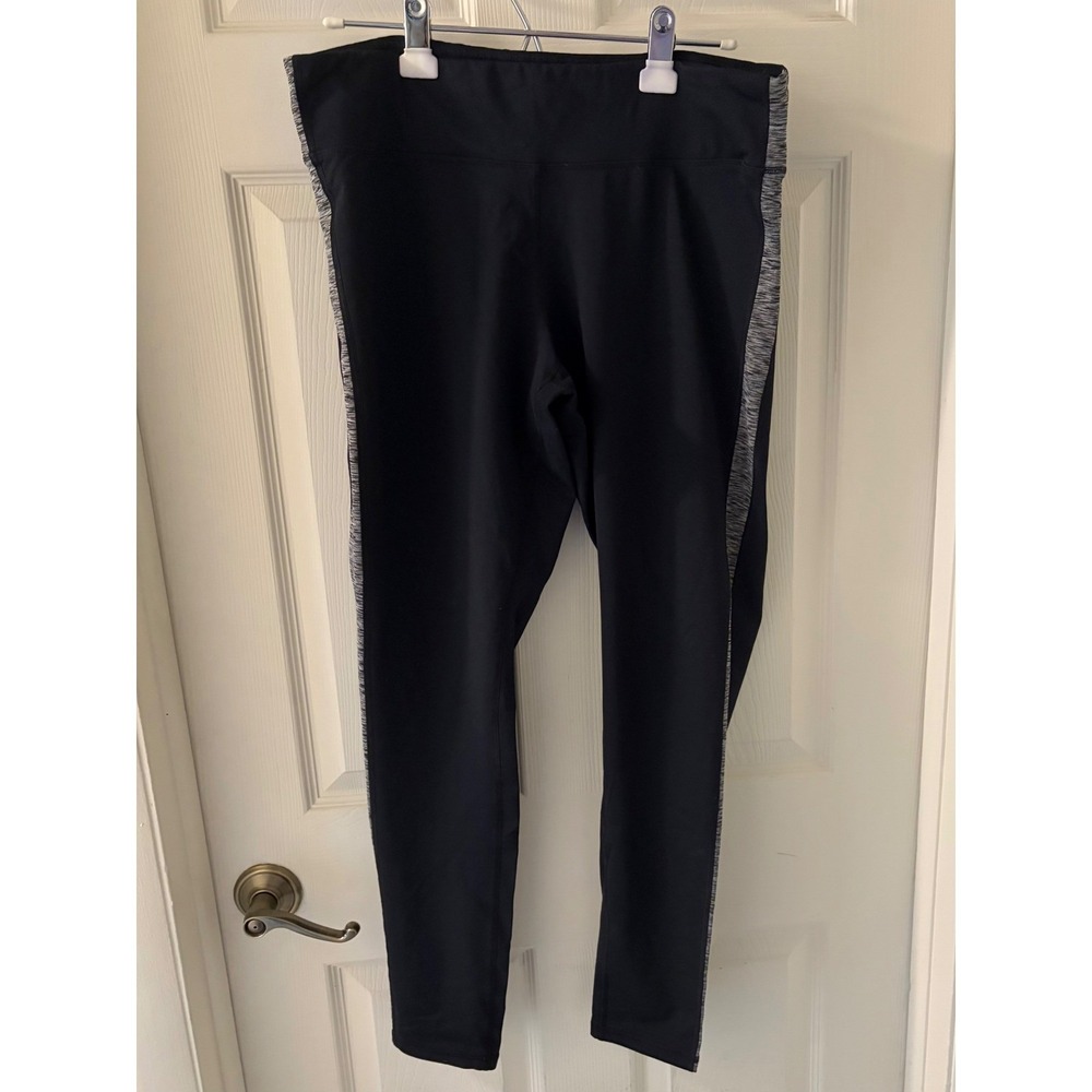 Champion Duo Dry Women's XXL Black Leggings Gray Side Panels Athletic